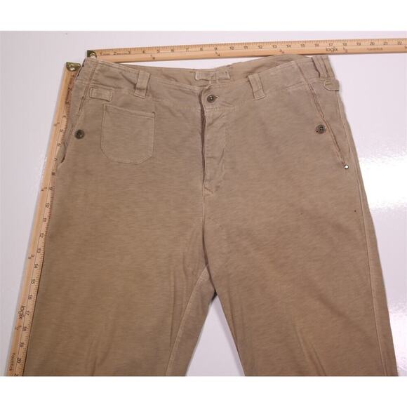 Ralph Lauren X RLX Tan Jersey Knit Distressed Relaxed Fit Button-Fly Pants 36 - Picture 4 of 11